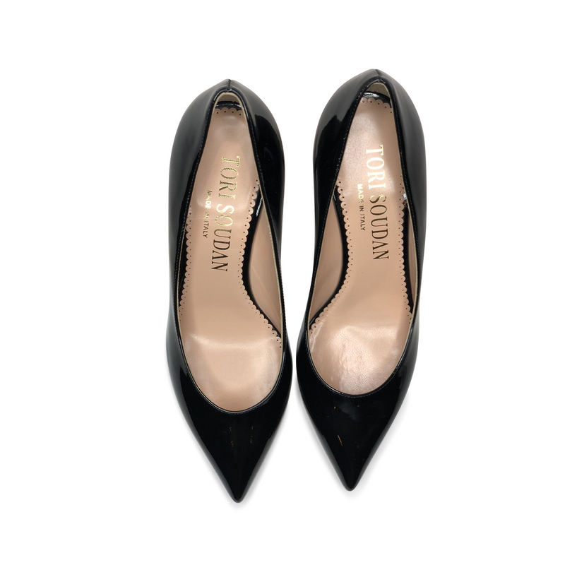 Shirley Kitten Heel-Black Patent, Shoes - Tori Soudan Collection